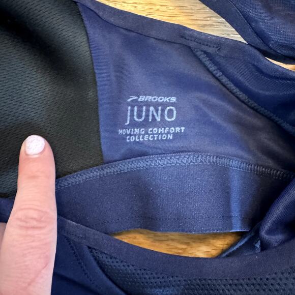 Brooks Moving Comfort Juno Navy Sports Bra 34D High Impact Adjustable Straps - Picture 4 of 4